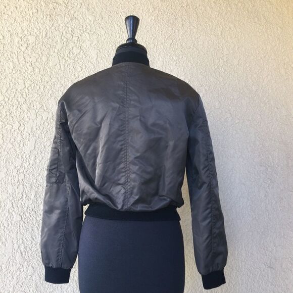 Zara Basic Olive Green Unisex Bomber Jacket Zip Pockets Sleeve Pocket Size Small - Picture 12 of 15